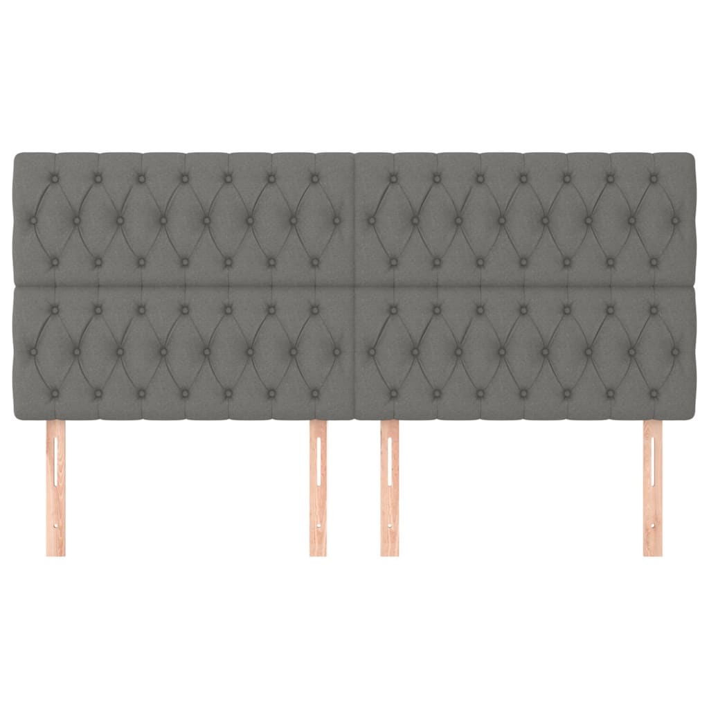 Headboard Dark Grey 200x7x118/128 cm Fabric
