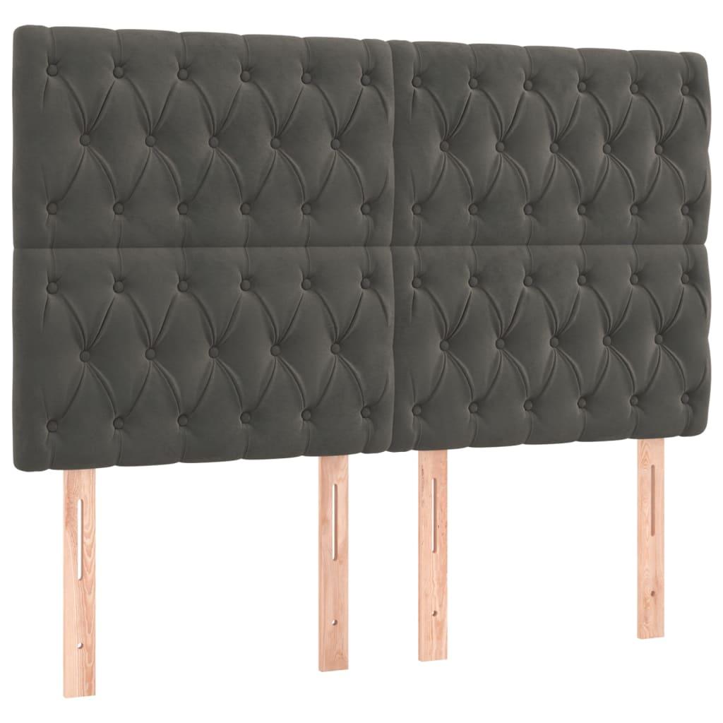 Headboard Dark Grey 160x7x118/128 cm Velvet