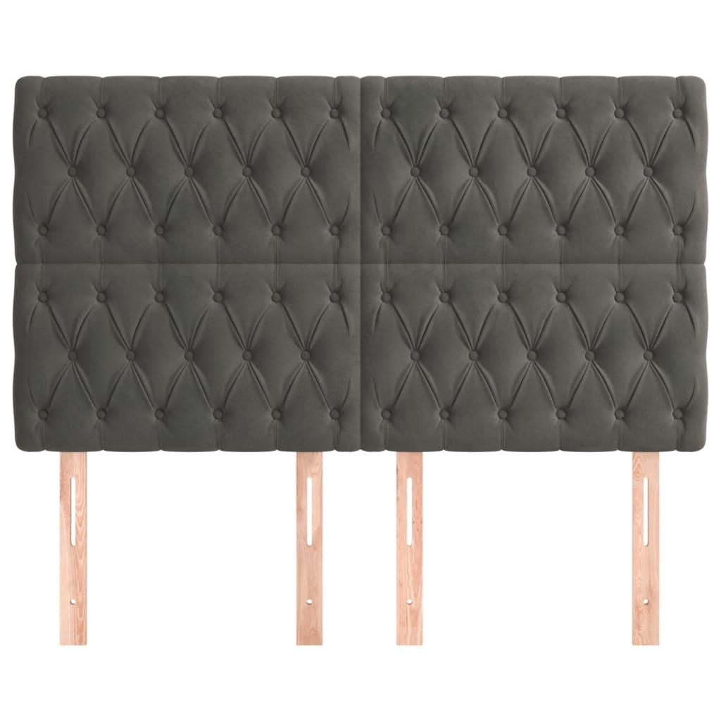 Headboard Dark Grey 160x7x118/128 cm Velvet