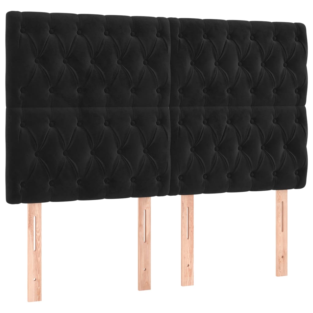 Headboard Black 160x7x118/128 cm Velvet