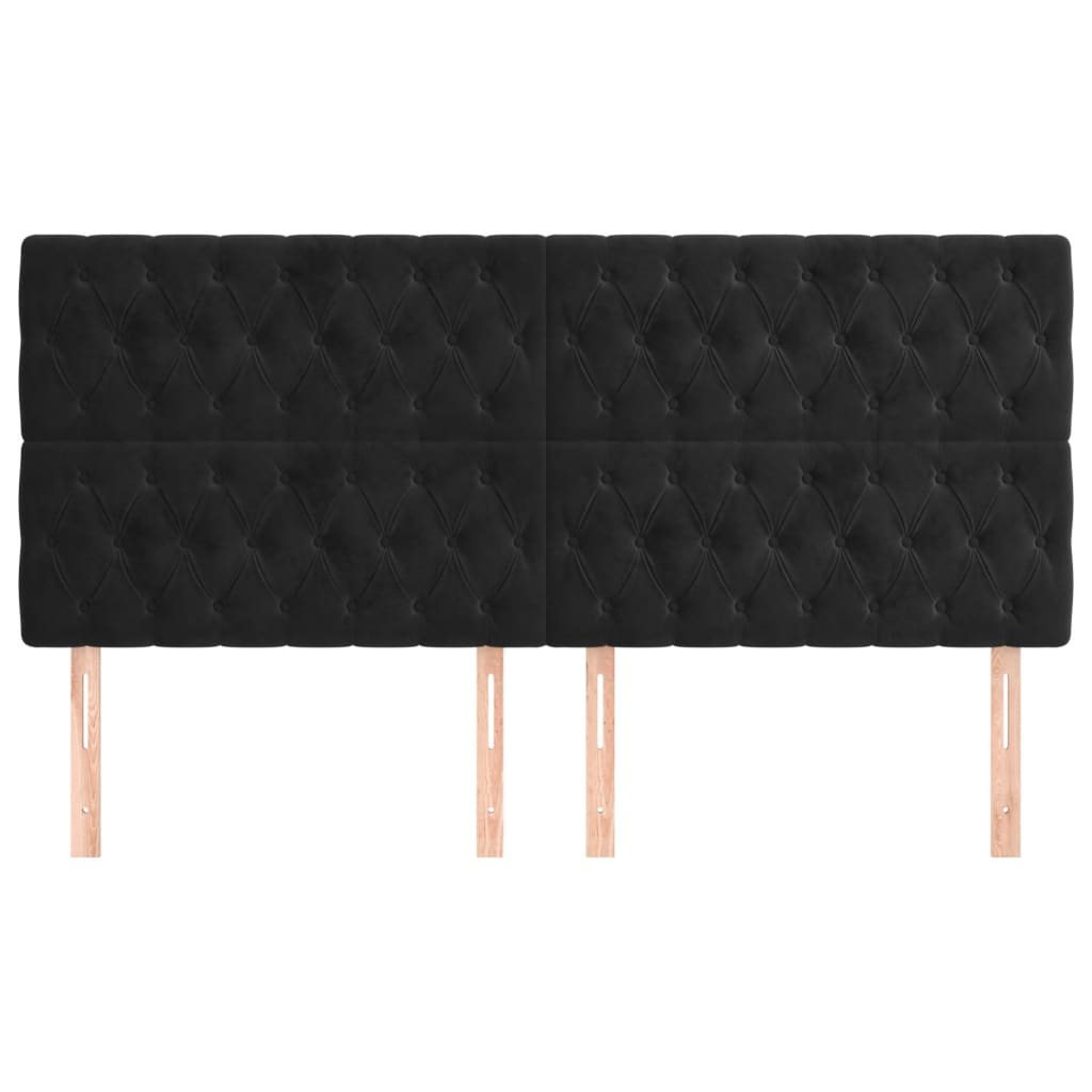 Headboard Black 200x7x118/128 cm Velvet