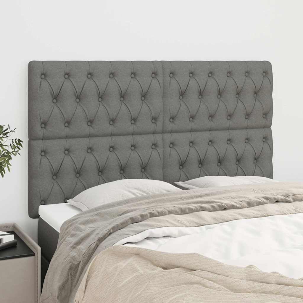 Headboard Dark Grey 144x5x118/128 cm Fabric