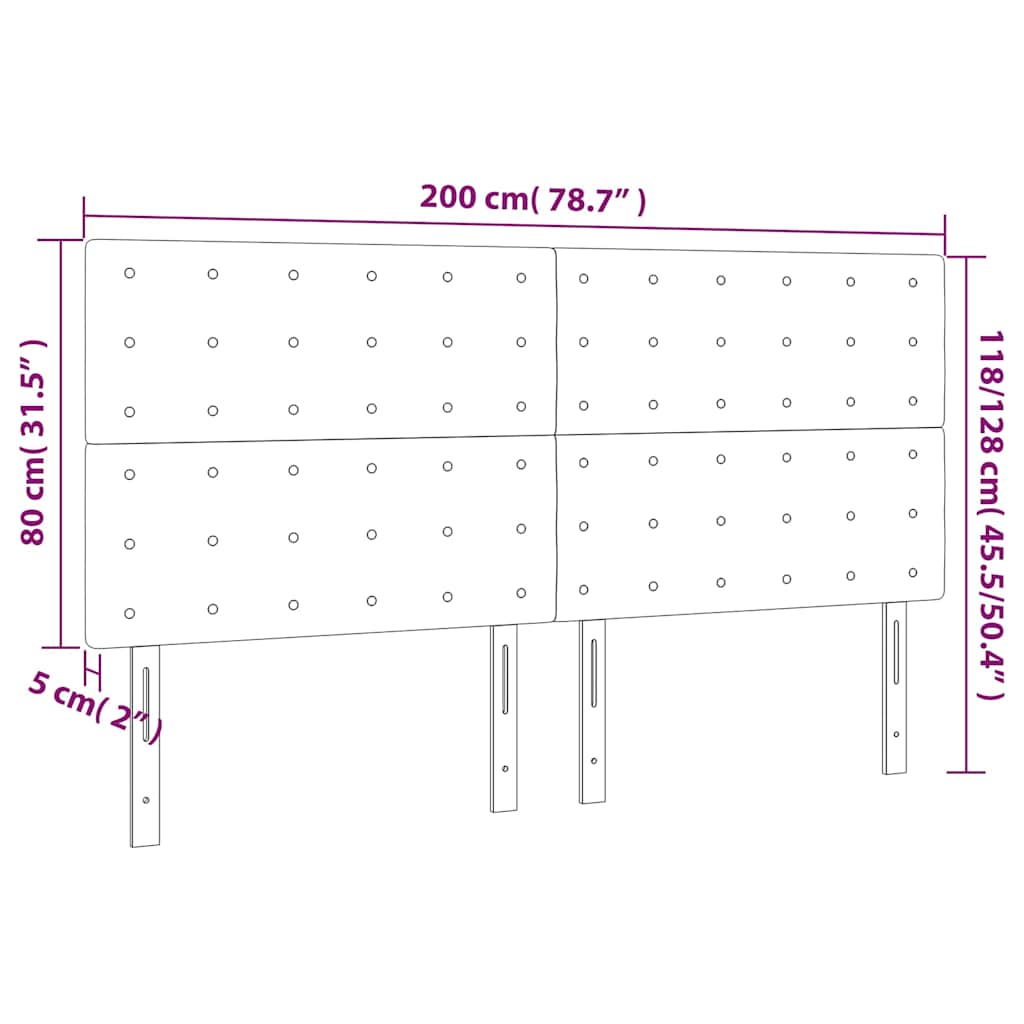 Headboard Black 200x5x118/128 cm Fabric