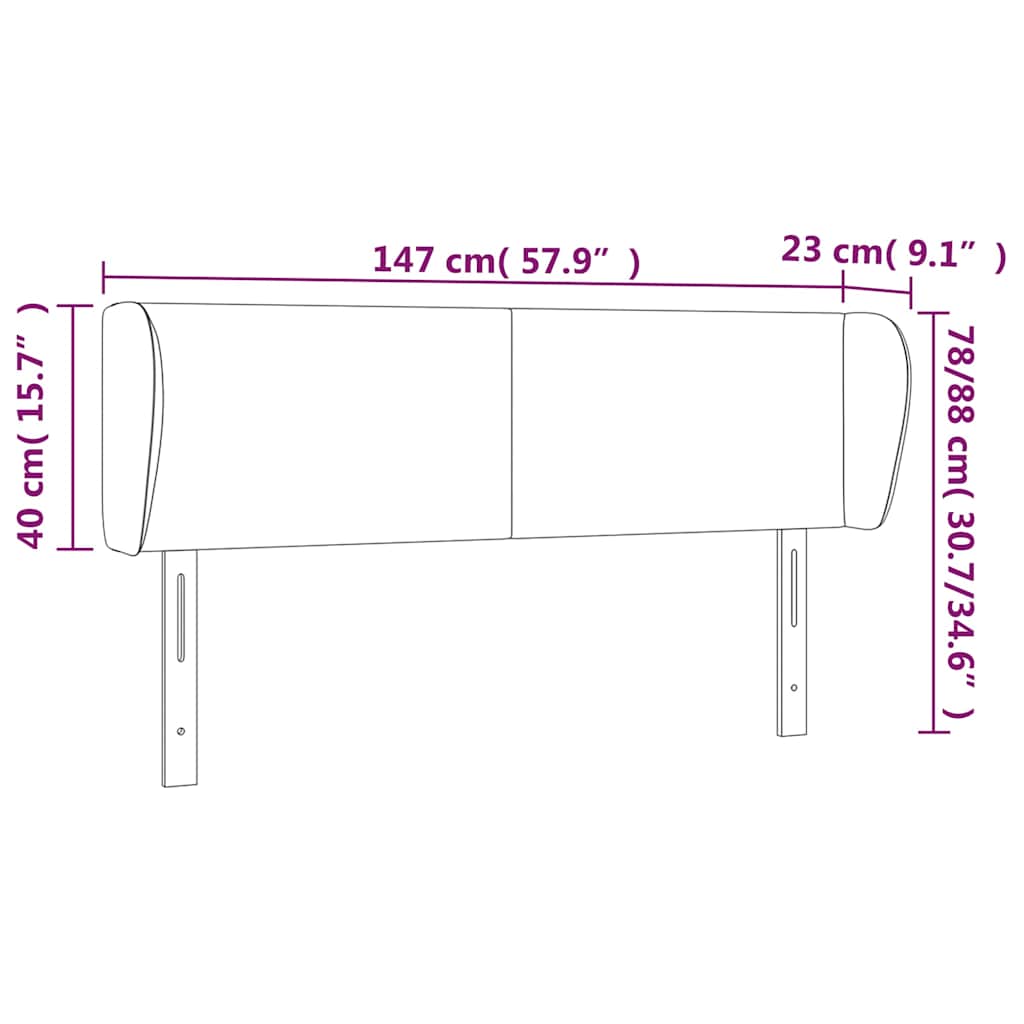 Headboard with Ears Black 147 cm Faux Leather