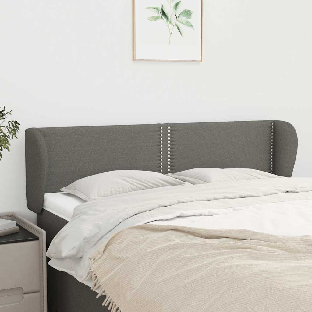 Headboard with Ears Dark Grey 147 cm Fabric