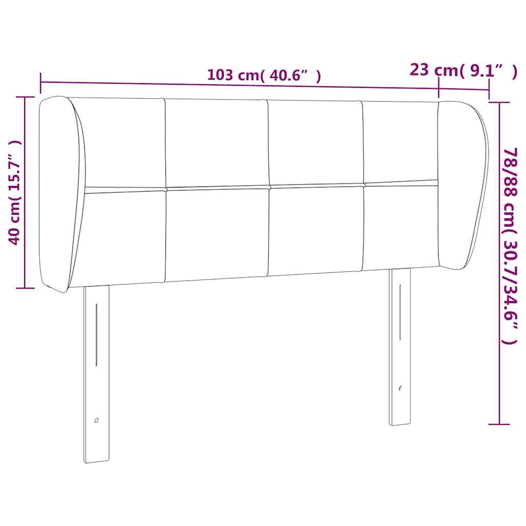 Headboard with Ears Dark Grey 103 cm Fabric