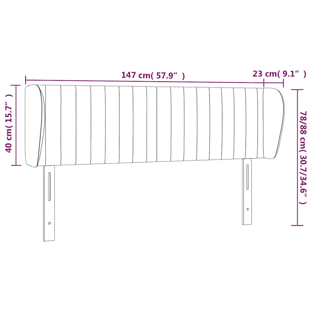 Headboard with Ears Dark Grey 147 cm Fabric