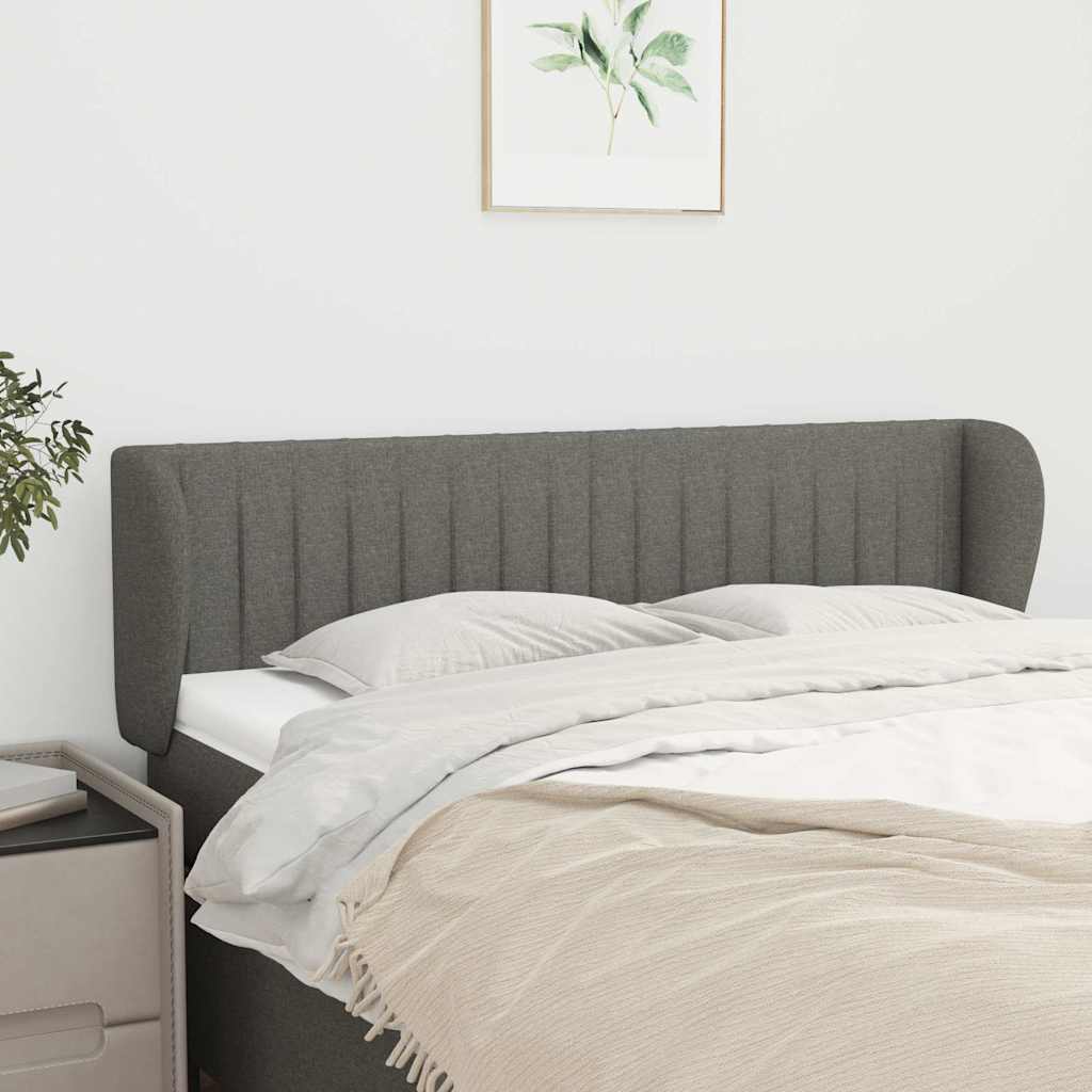 Headboard with Ears Dark Grey 147 cm Fabric
