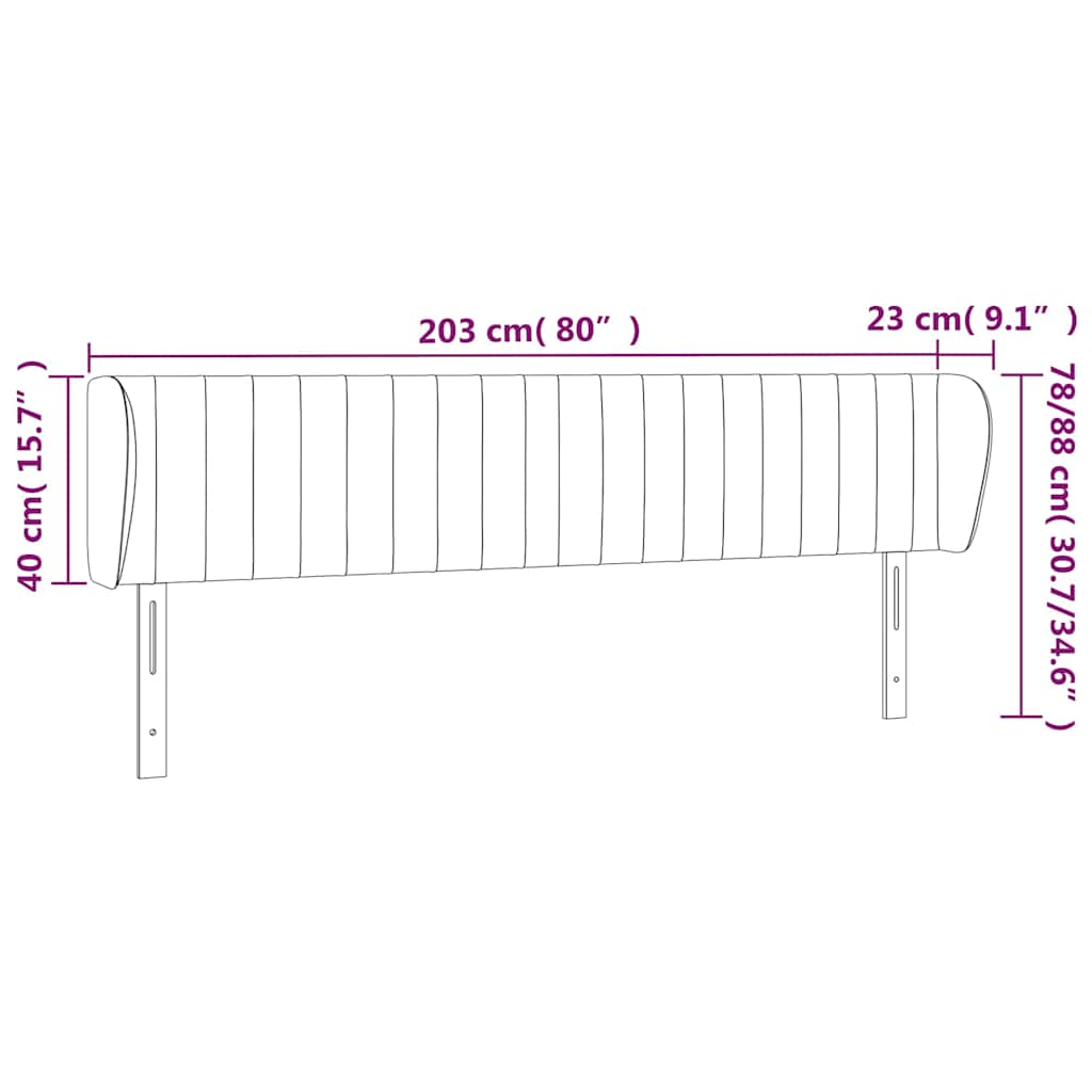 Headboard with Ears Dark Grey 203 cm Fabric