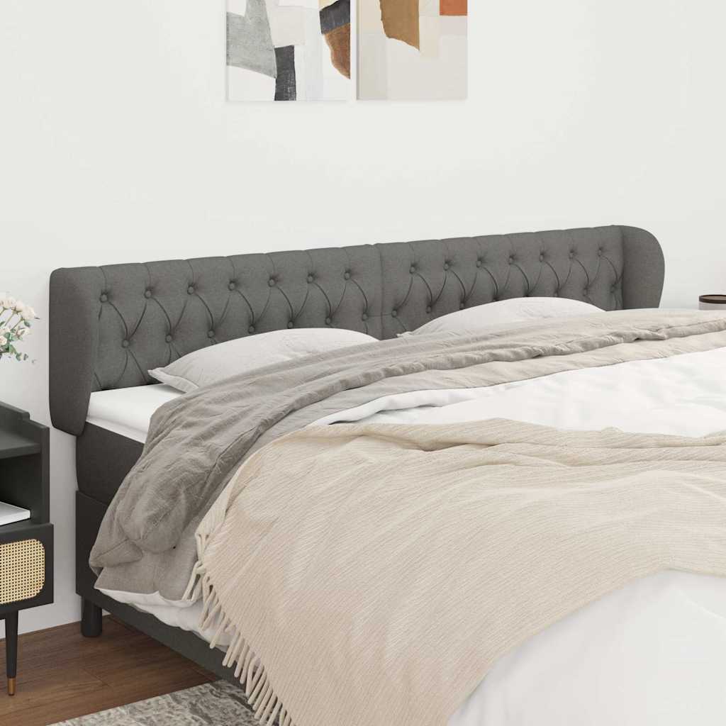 Headboard with Ears Dark Grey 203 cm Fabric