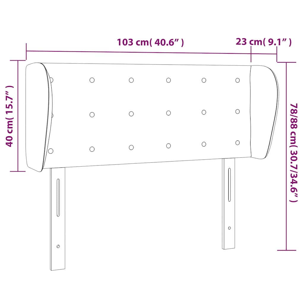 Headboard with Ears Dark Grey 103 cm Fabric
