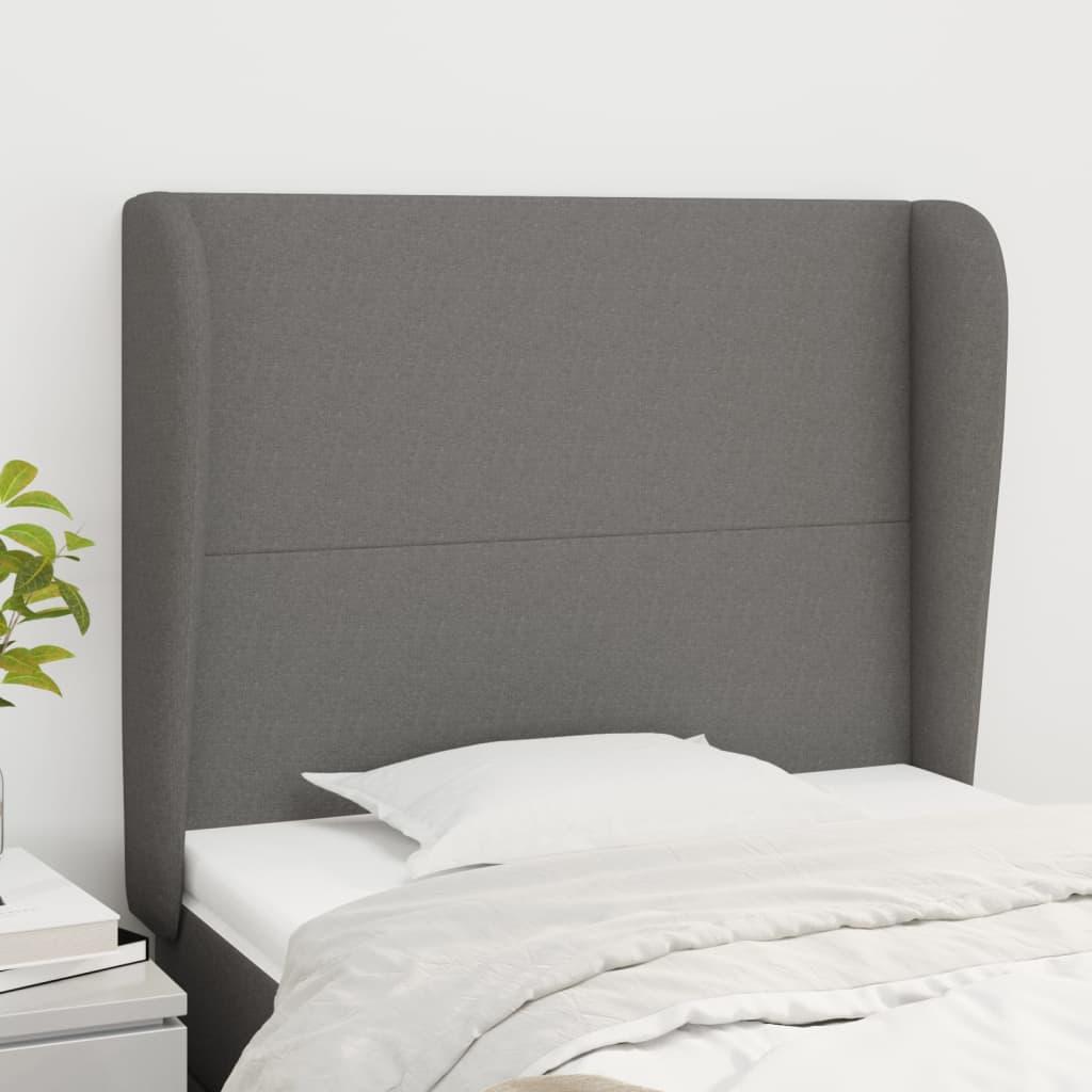 Headboard with Ears Dark Grey 83 cm Fabric