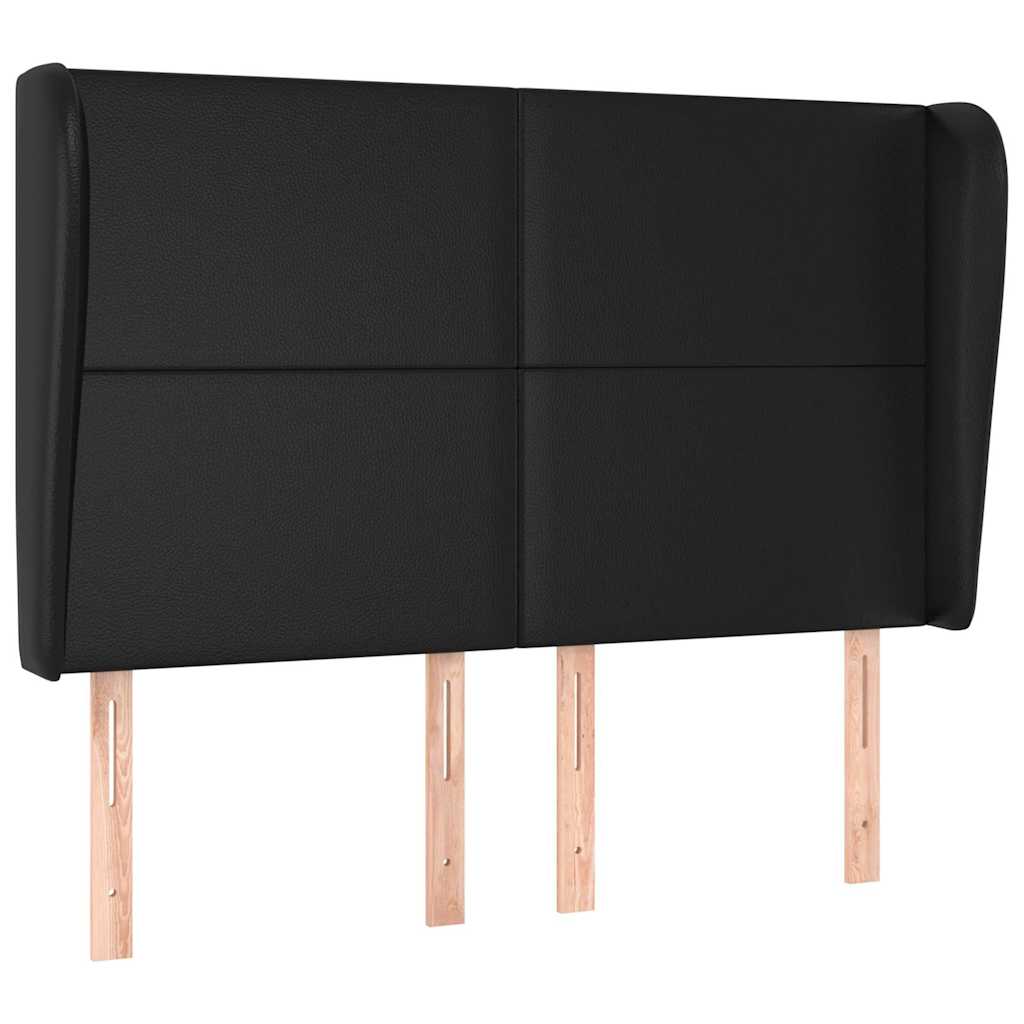 Headboard with Ears Black 147 cm Faux Leather
