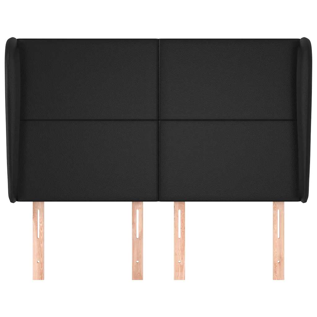 Headboard with Ears Black 147 cm Faux Leather
