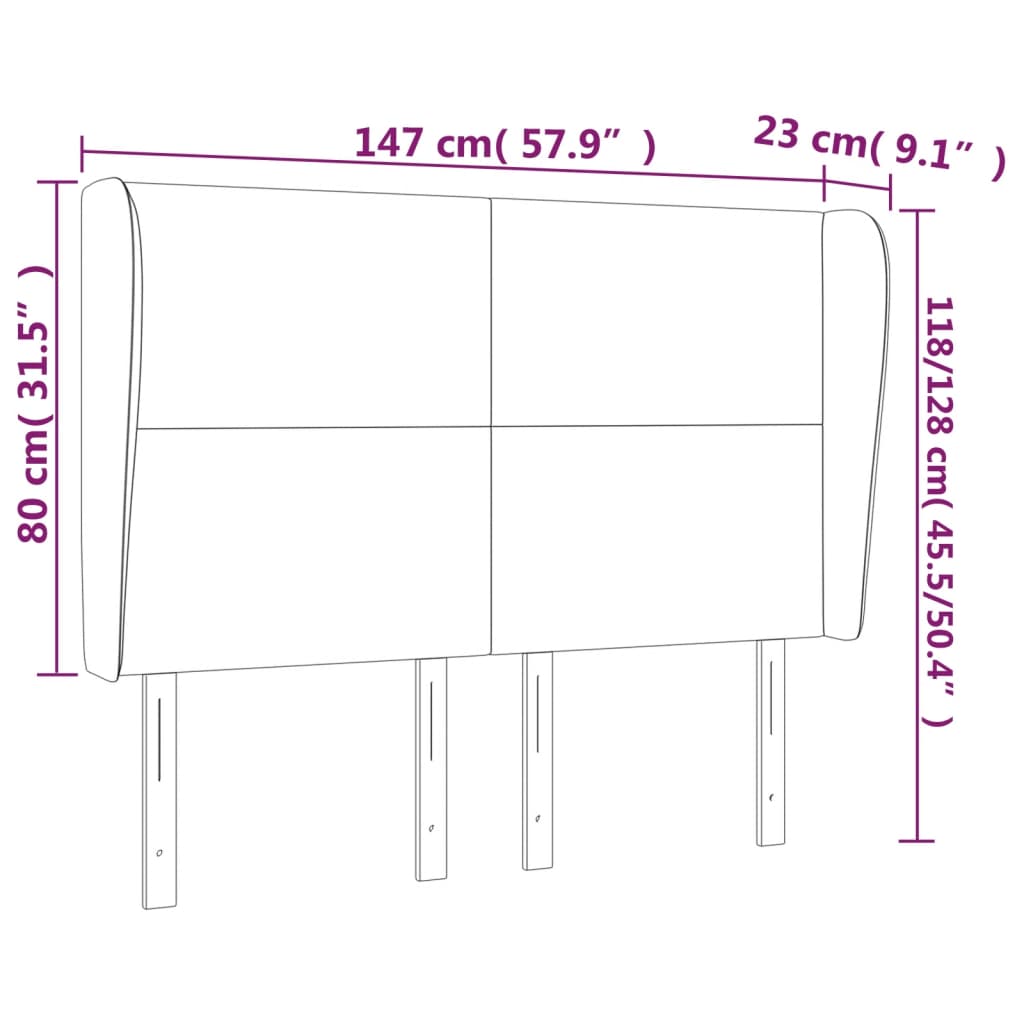Headboard with Ears Black 147 cm Faux Leather