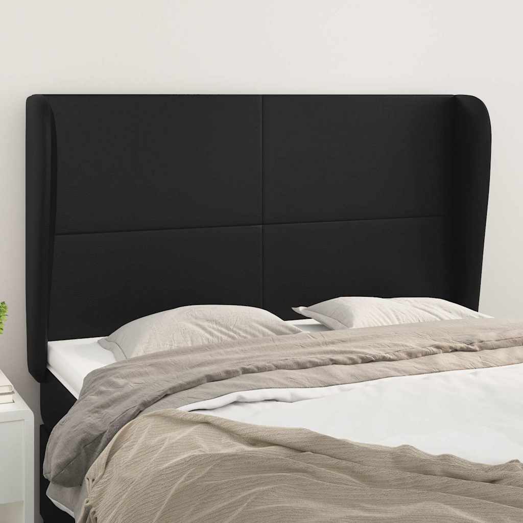 Headboard with Ears Black 147 cm Faux Leather