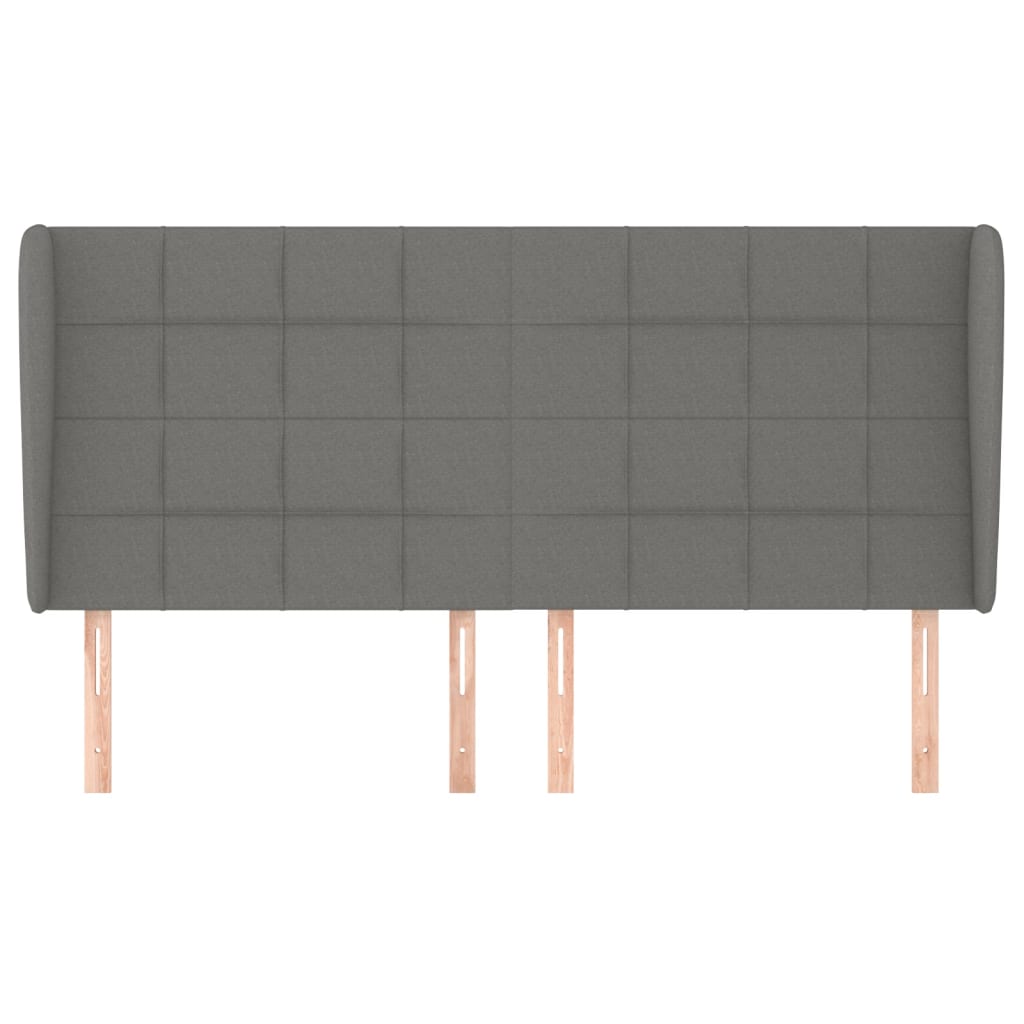 Headboard with Ears Dark Grey 203 cm Fabric