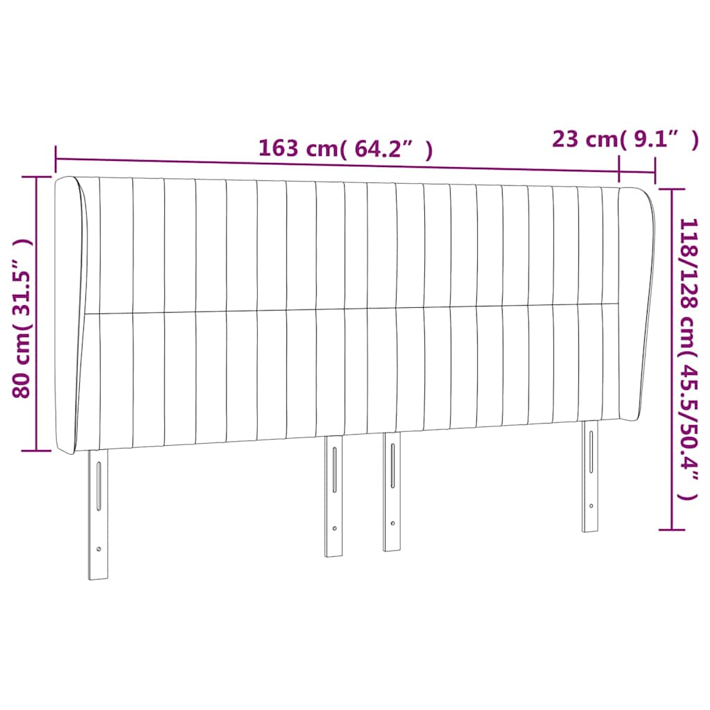 Headboard with Ears Dark Grey 163 cm Fabric