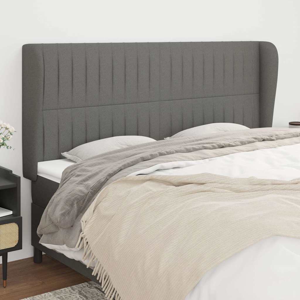 Headboard with Ears Dark Grey 163 cm Fabric