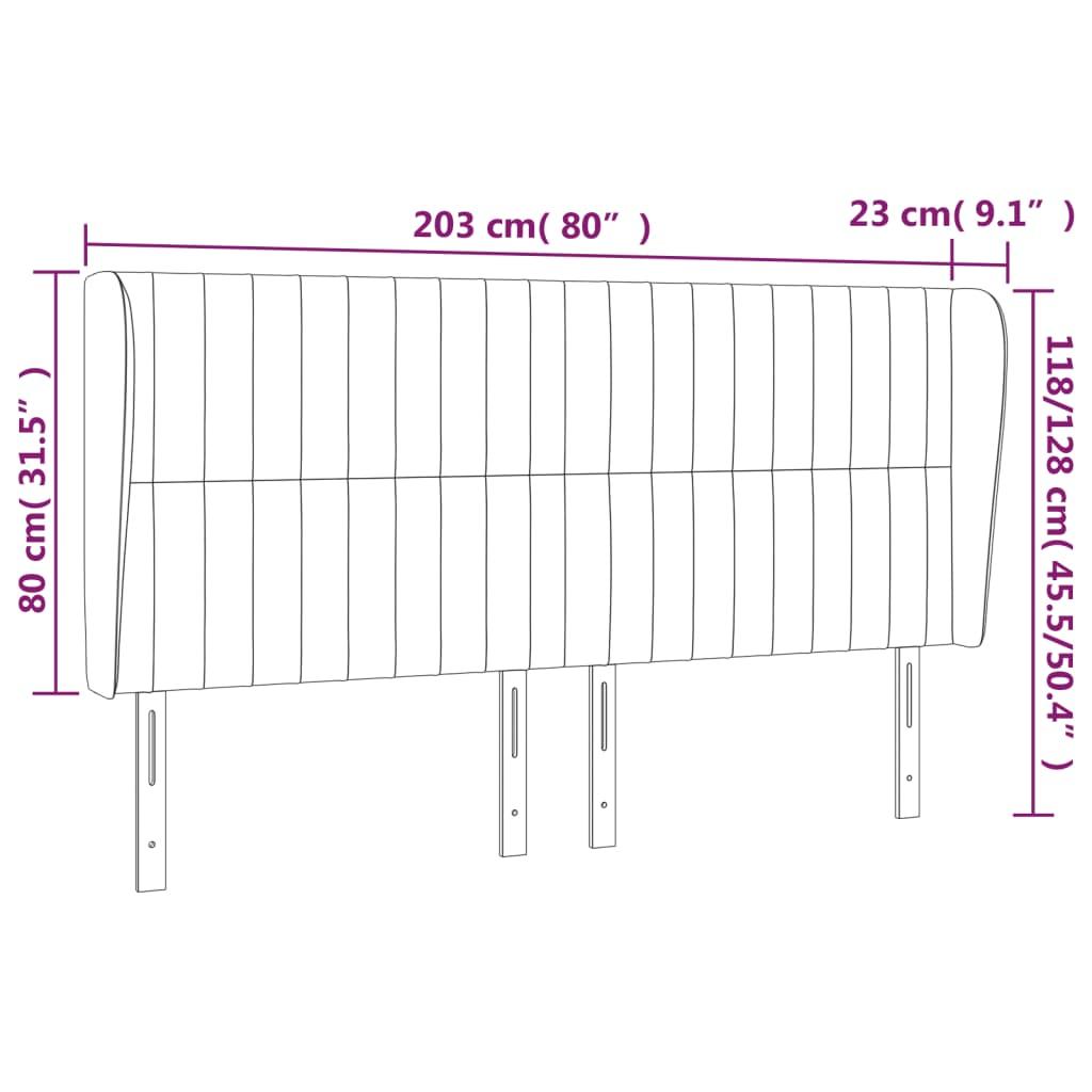 Headboard with Ears Dark Grey 203 cm Fabric