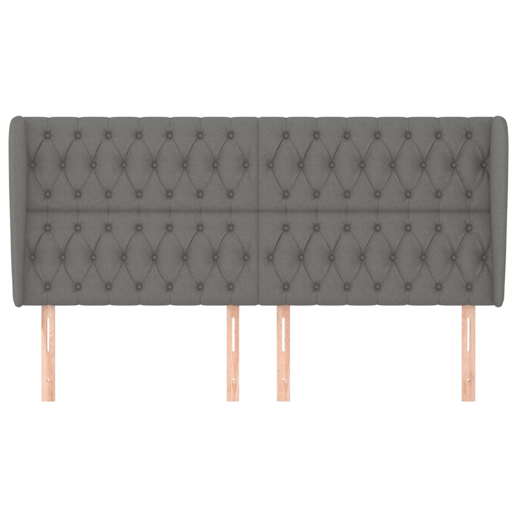 Headboard with Ears Dark Grey 203 cm Fabric