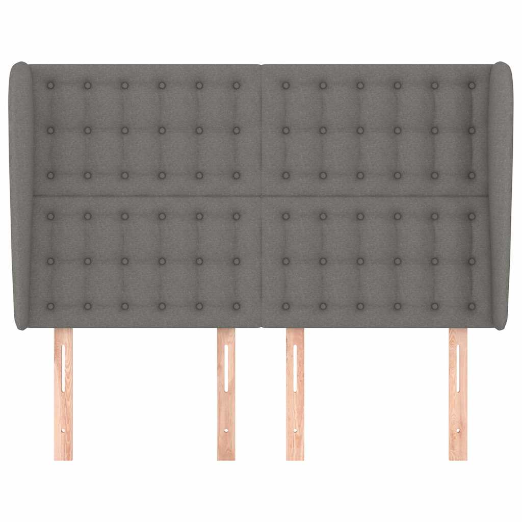 Headboard with Ears Dark Grey 147 cm Fabric