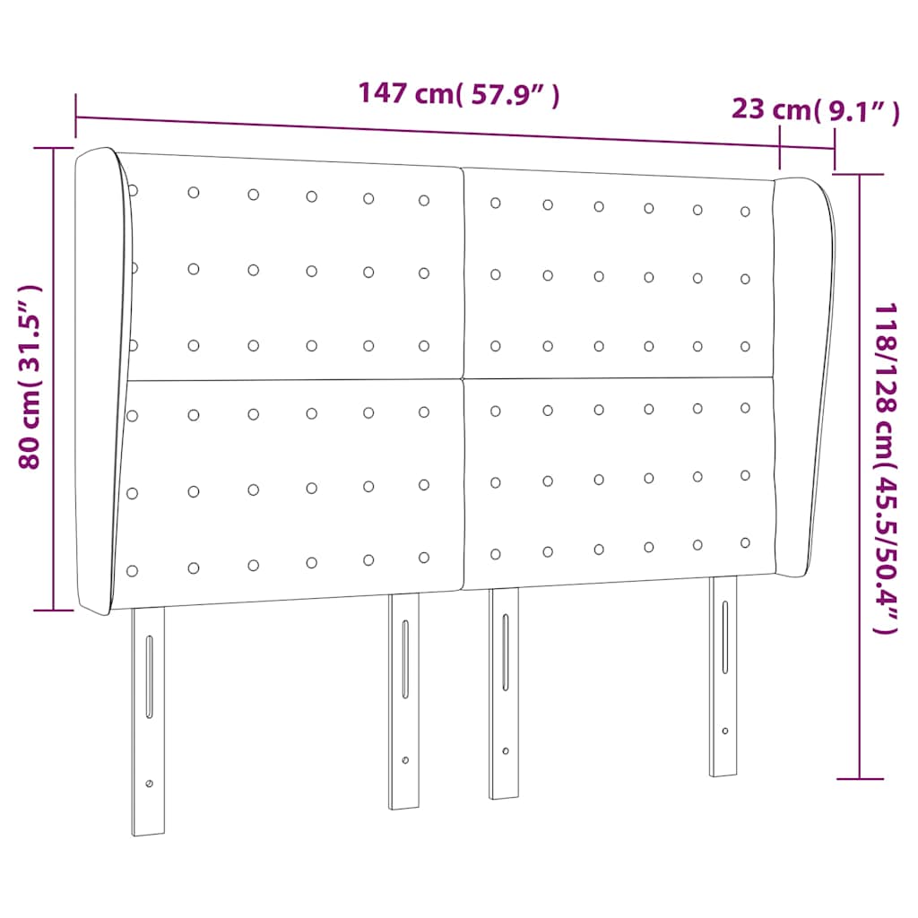 Headboard with Ears Dark Grey 147 cm Fabric
