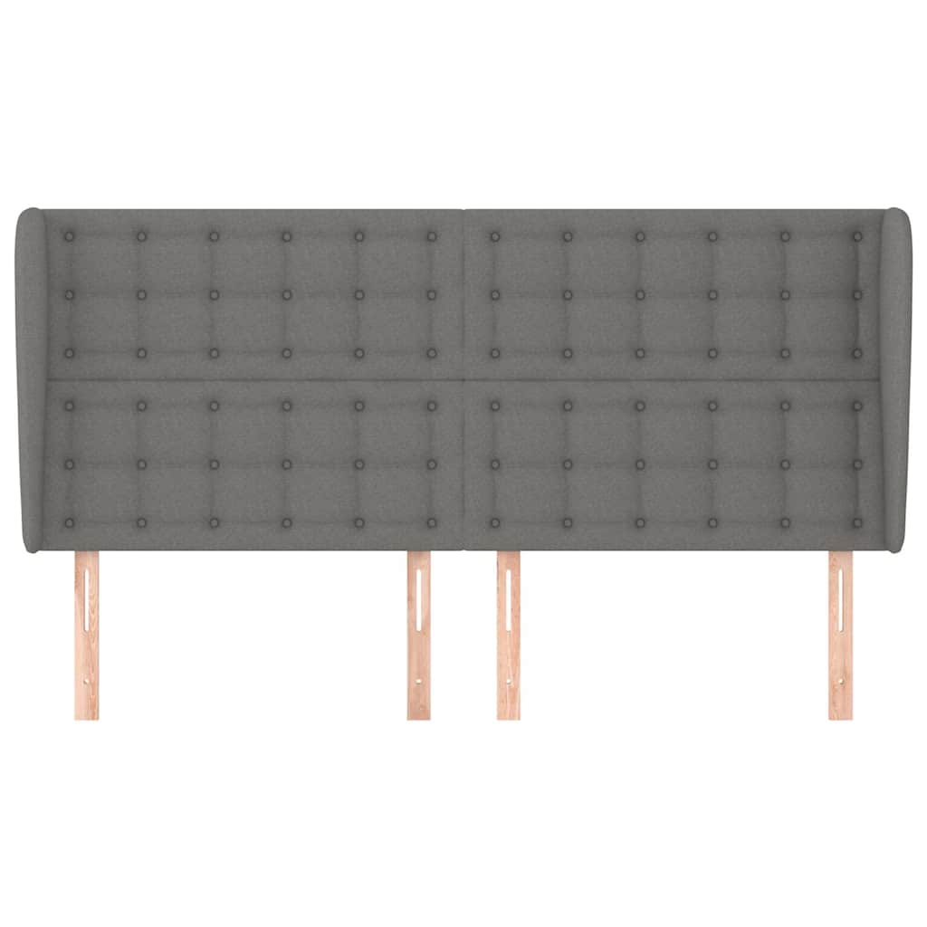 Headboard with Ears Dark Grey 203 cm Fabric