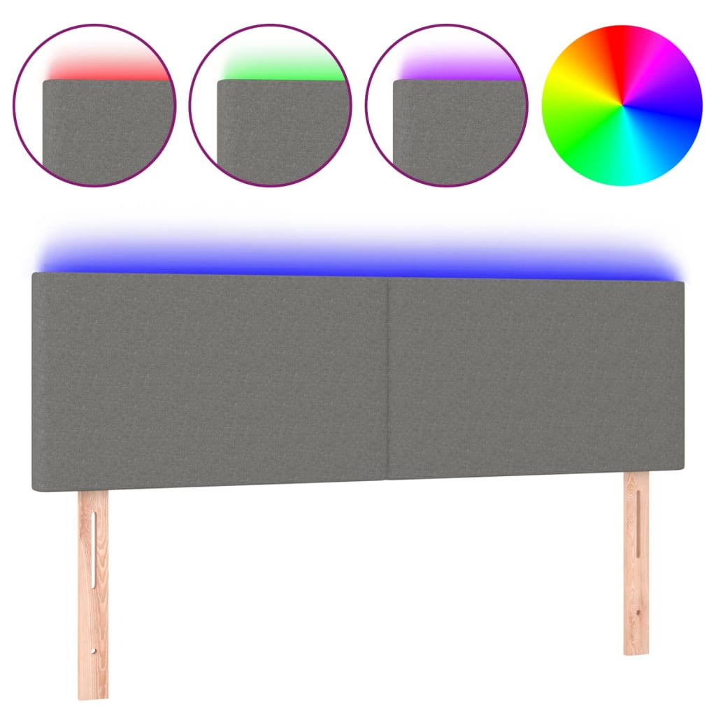 LED Headboard Dark Grey 144 cm Fabric