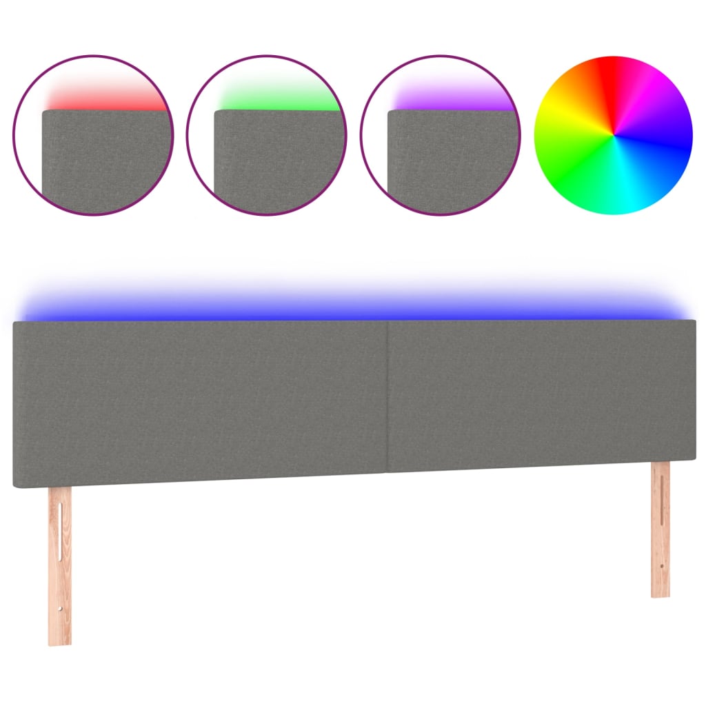 LED Headboard Dark Grey 160 cm Fabric
