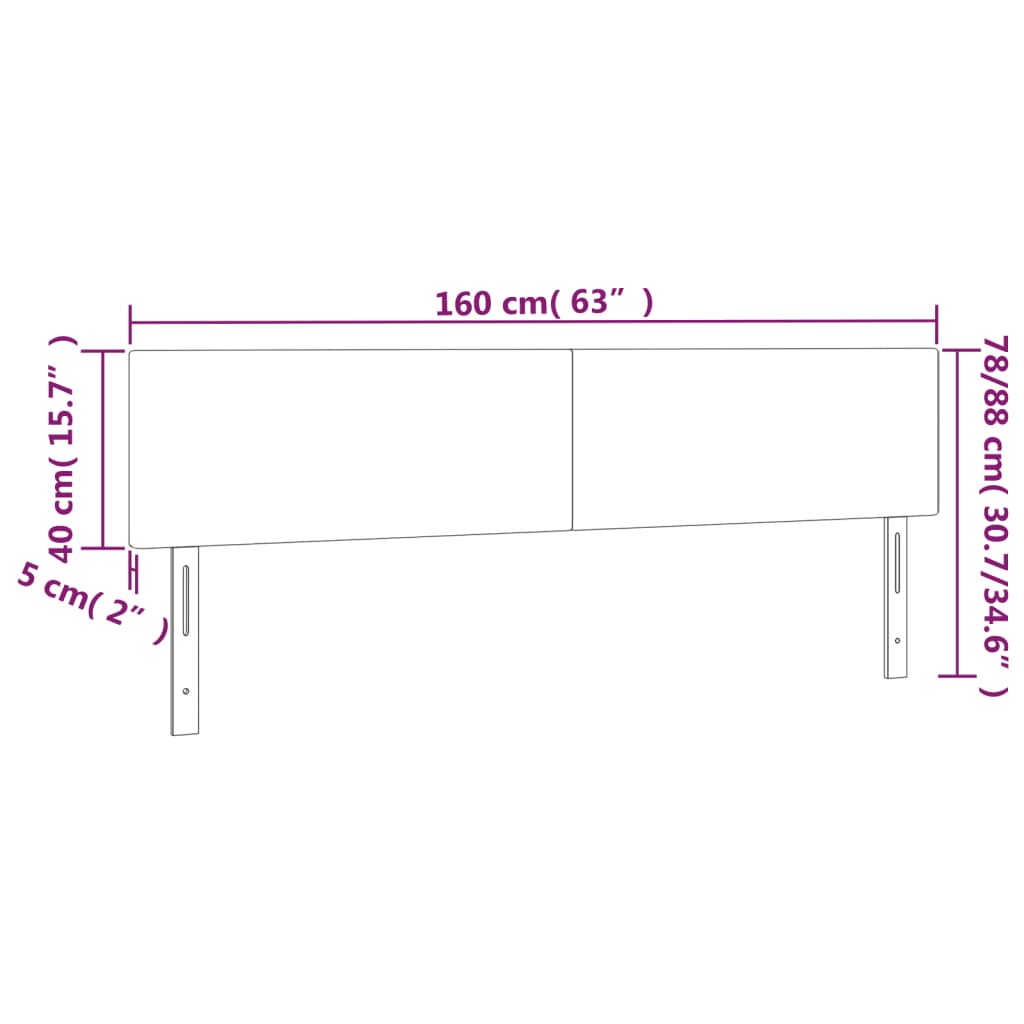 LED Headboard Dark Grey 160 cm Fabric