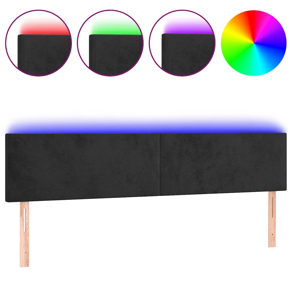 LED Headboard Black 200 cm Velvet