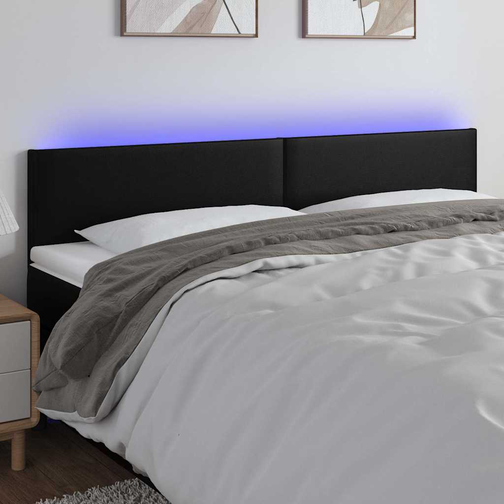 LED Headboard Black 200 cm Faux Leather