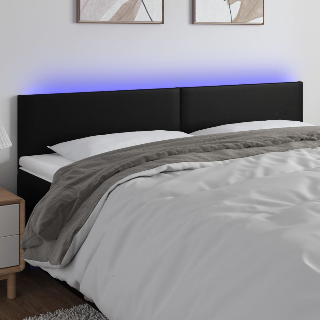 LED Headboard Black 200 cm Faux Leather