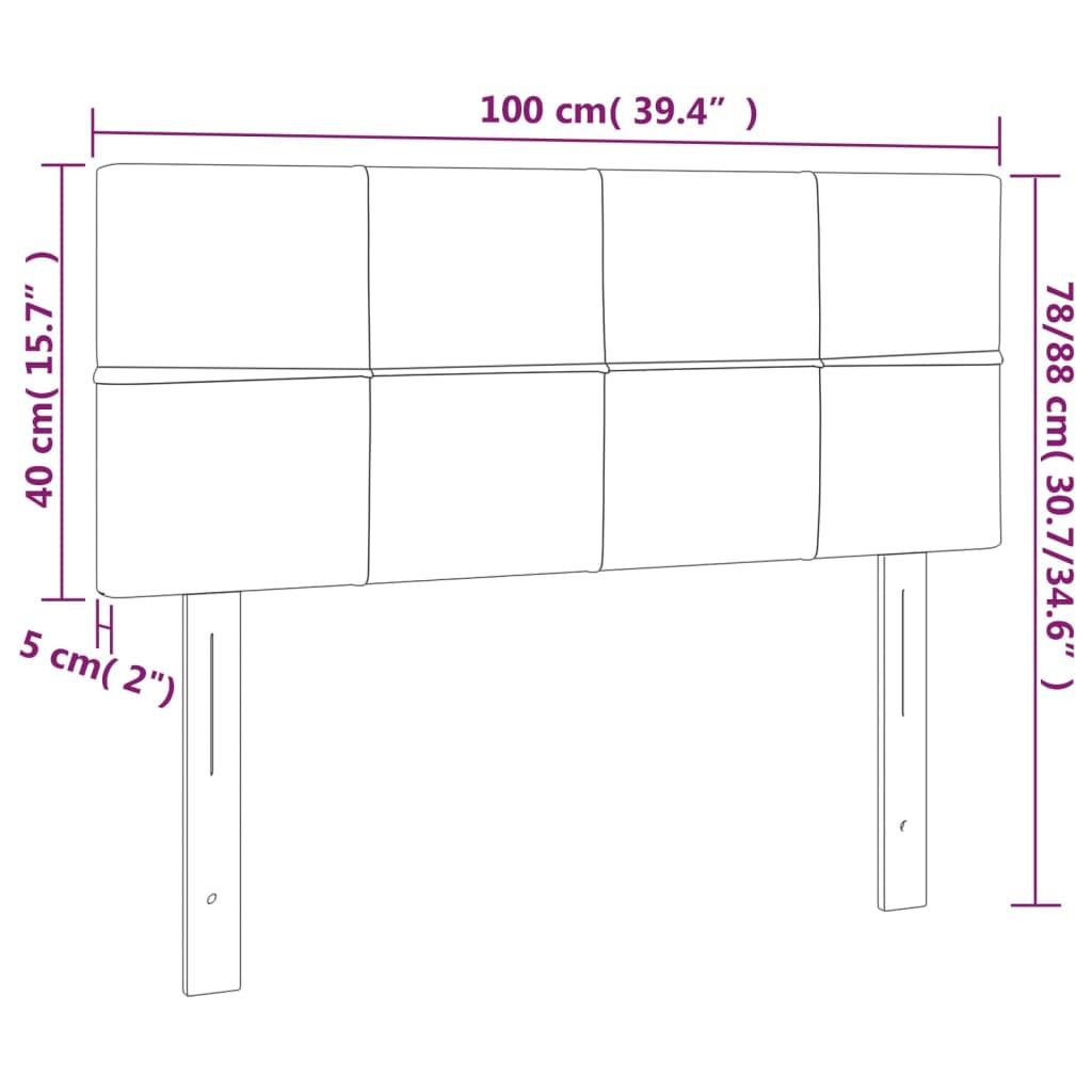 LED Headboard Dark Grey 100 cm Fabric