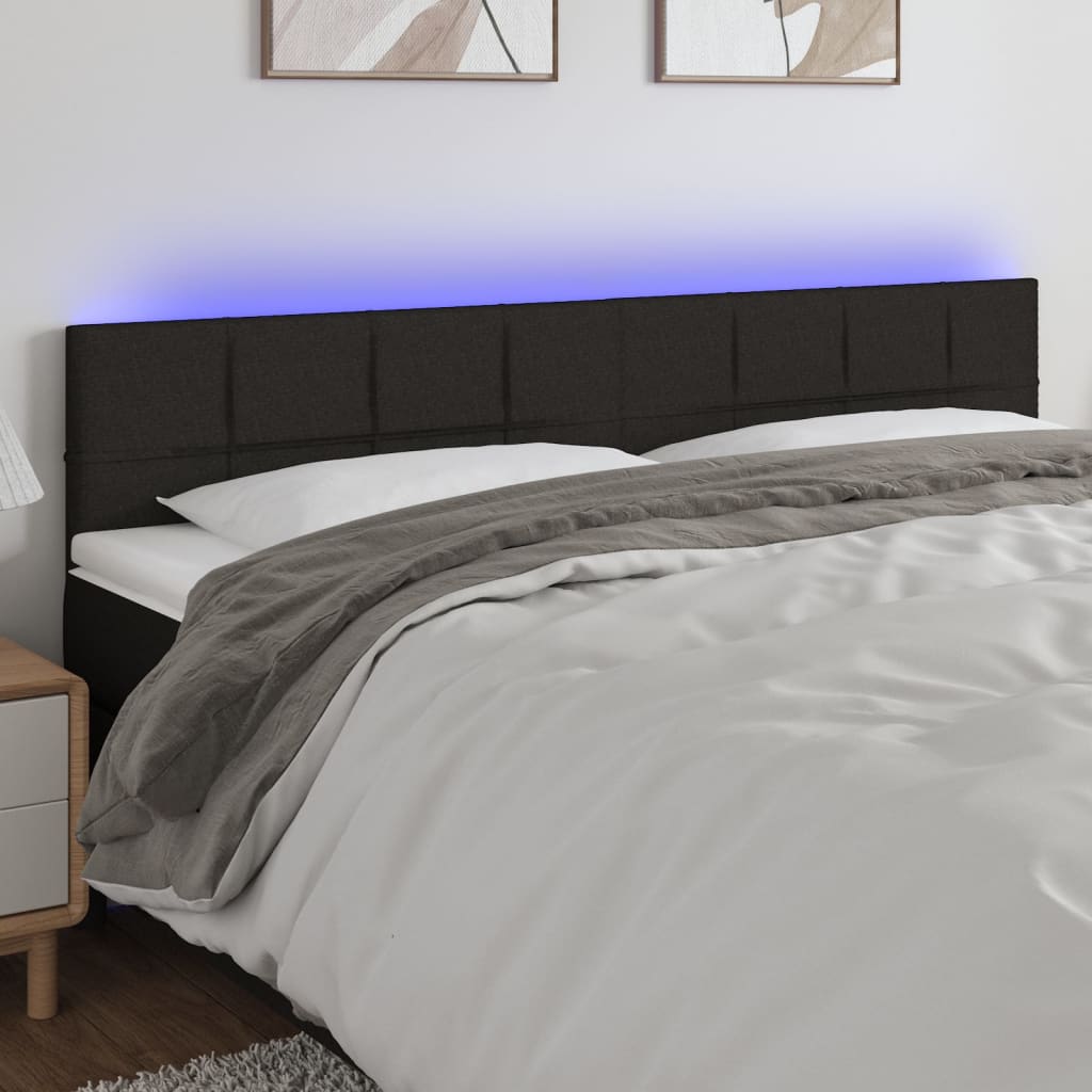 LED Headboard Black 160 cm Fabric