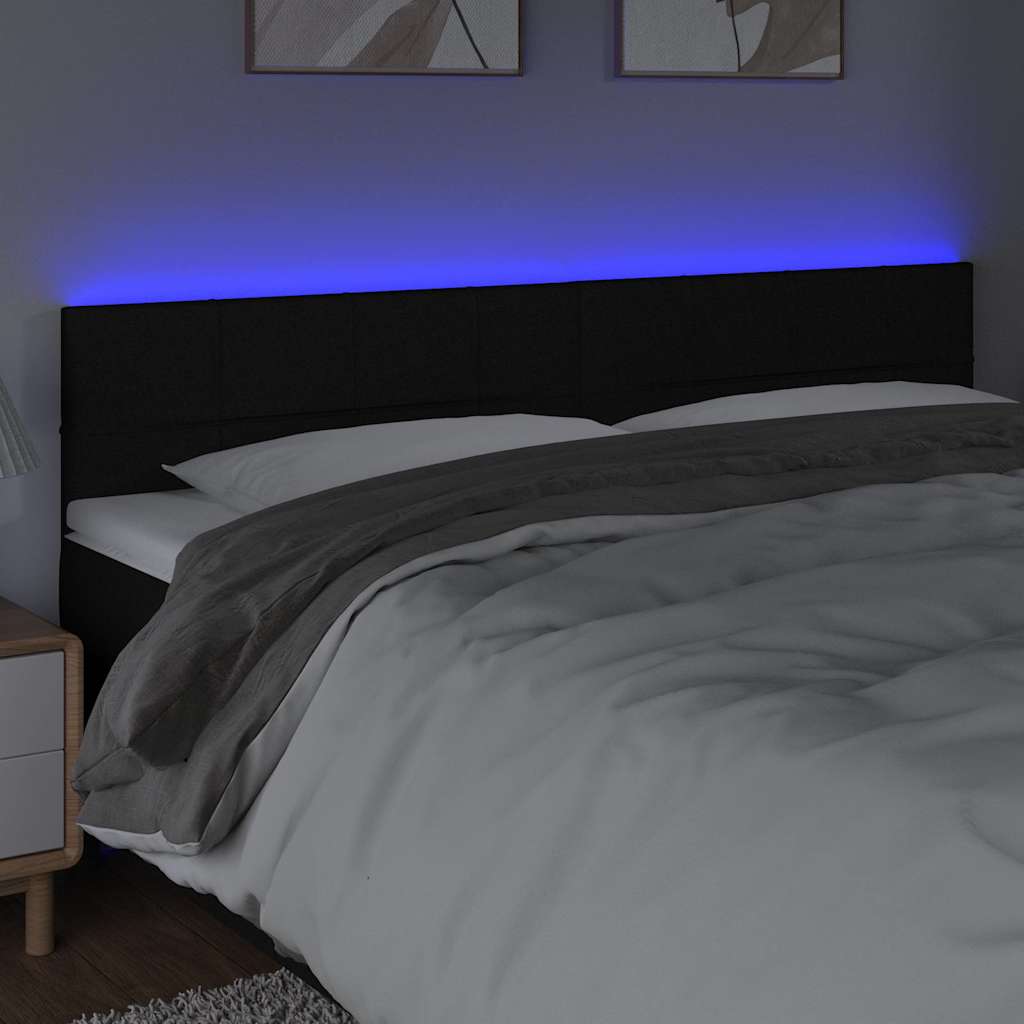LED Headboard Black 200 cm Fabric