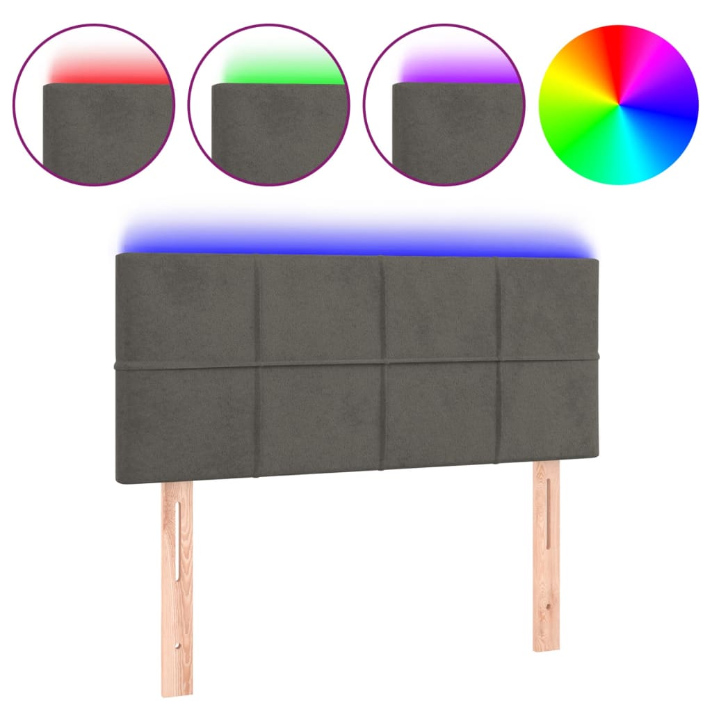 LED Headboard Dark Grey 100 cm Velvet