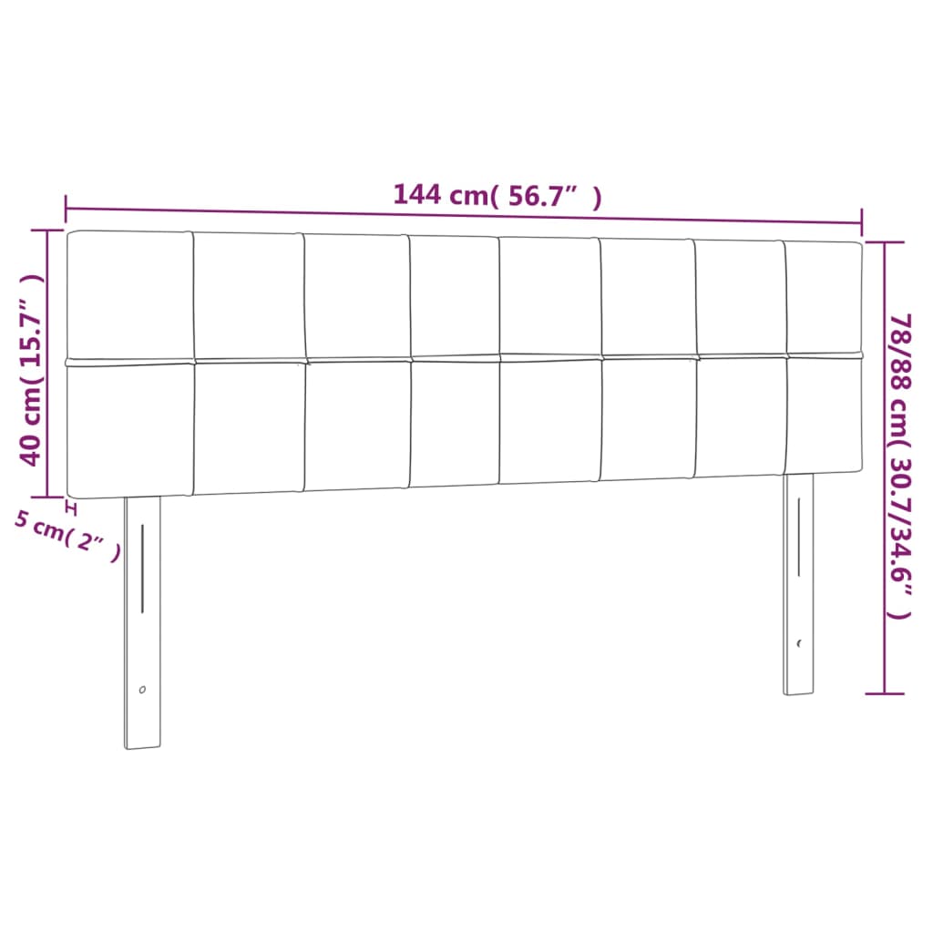 LED Headboard Dark Grey 144 cm Velvet