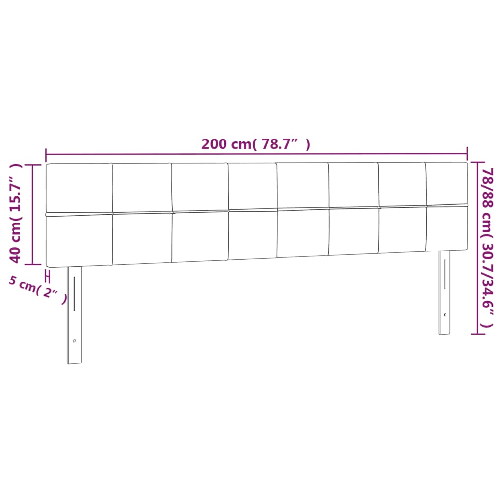 LED Headboard Dark Grey 200 cm Velvet
