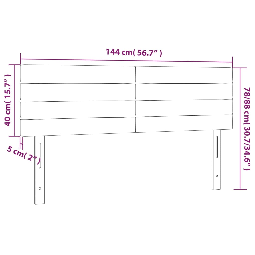 LED Headboard Dark Grey 144 cm Fabric