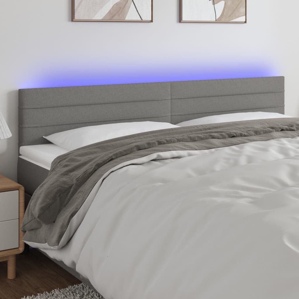 LED Headboard Dark Grey 200 cm Fabric