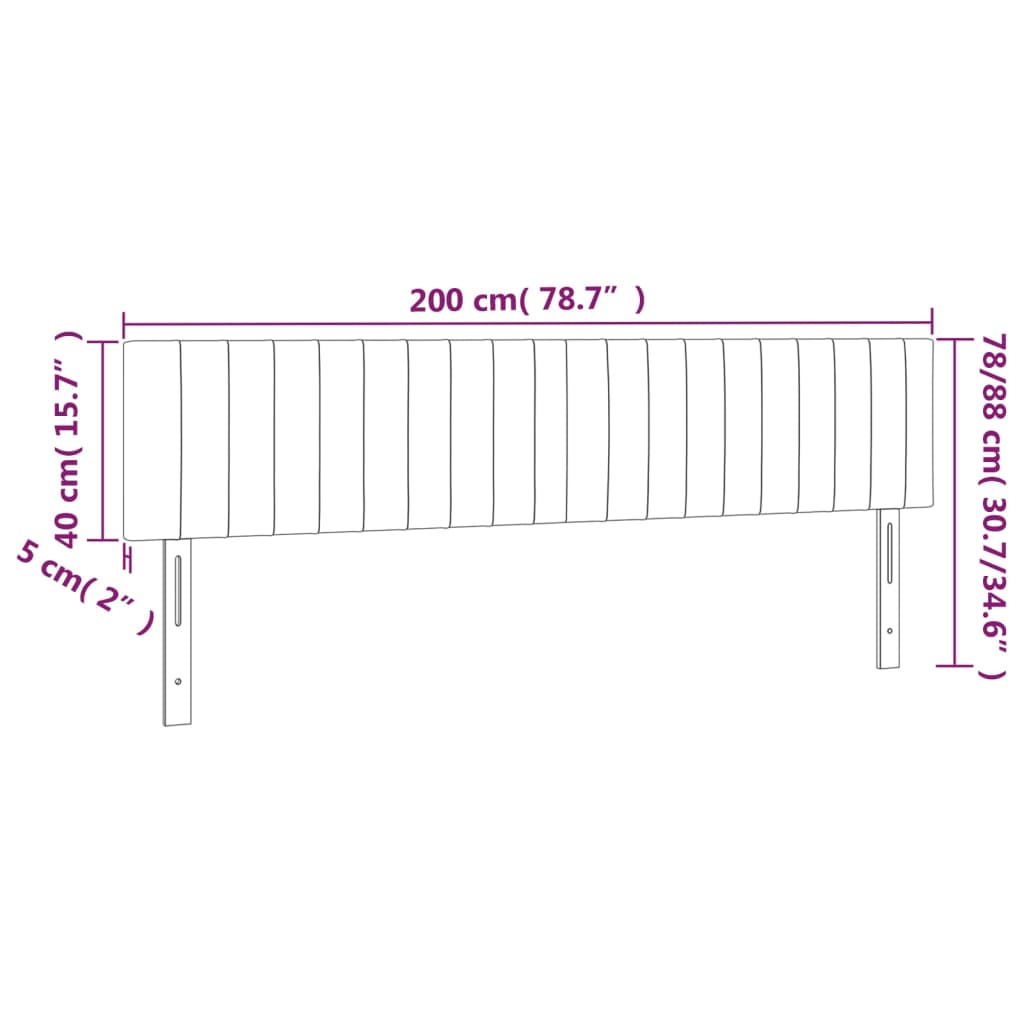 LED Headboard Dark Grey 200 cm Fabric