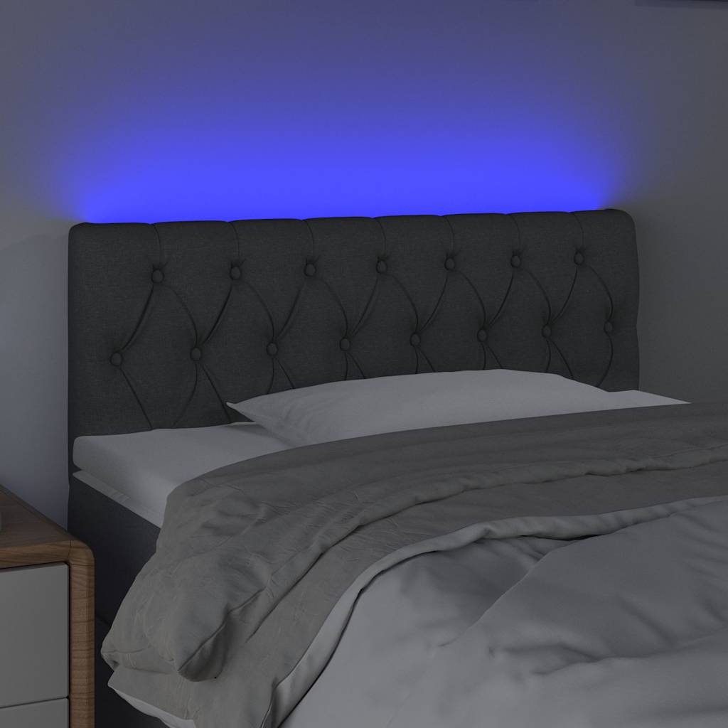 LED Headboard Dark Grey 100 cm Fabric