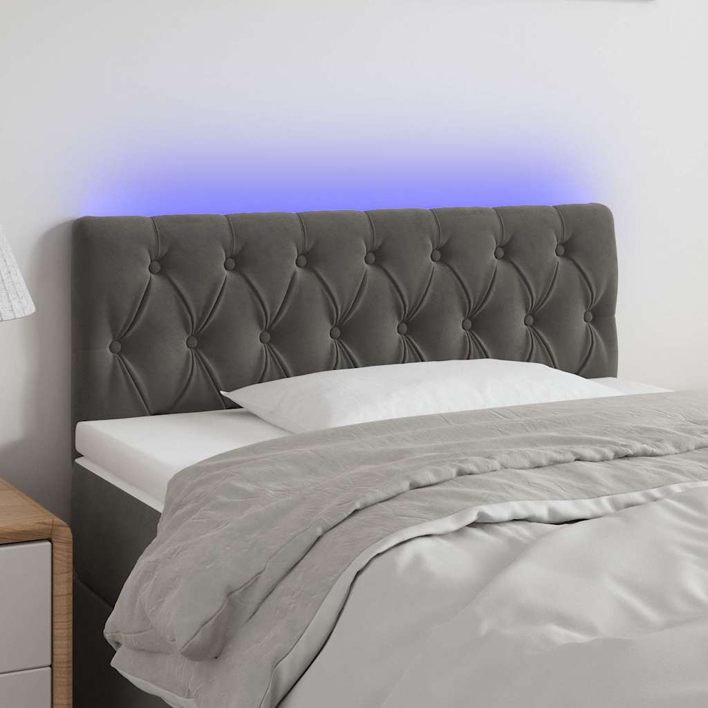 LED Headboard Dark Grey 100 cm Velvet