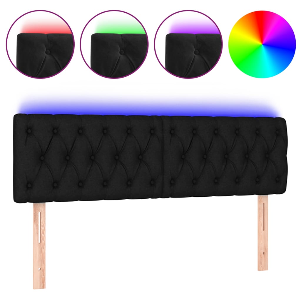 LED Headboard Black 160 cm Velvet