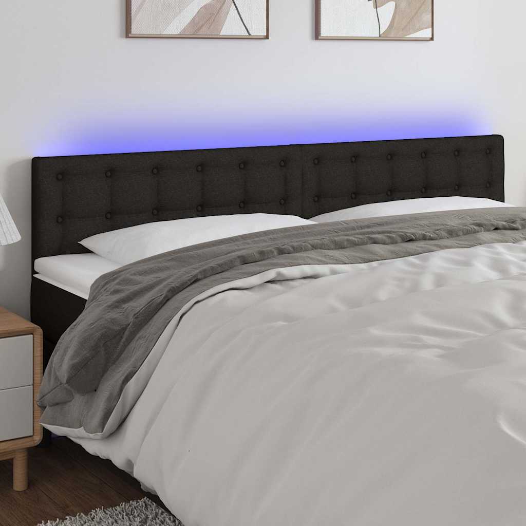 LED Headboard Black 160 cm Fabric