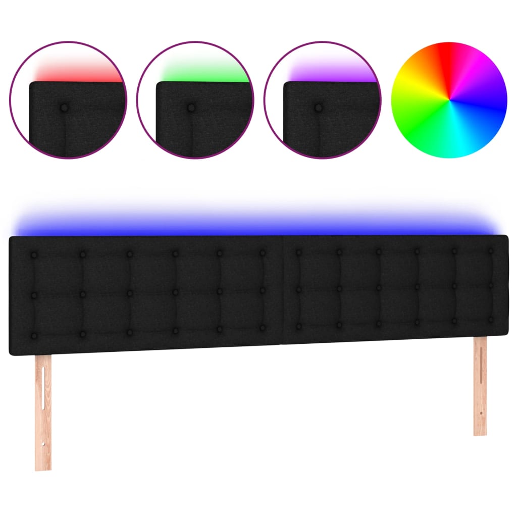 LED Headboard Black 200 cm Fabric