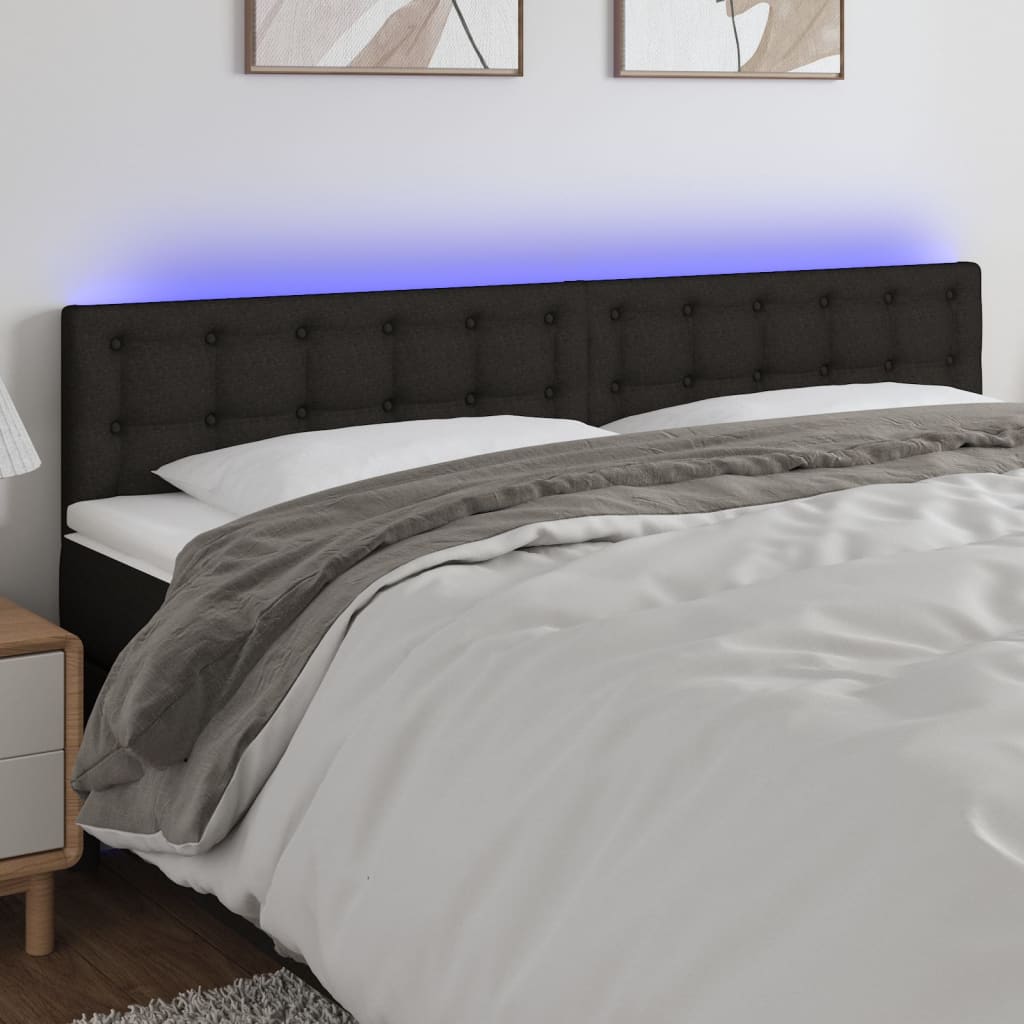 LED Headboard Black 200 cm Fabric