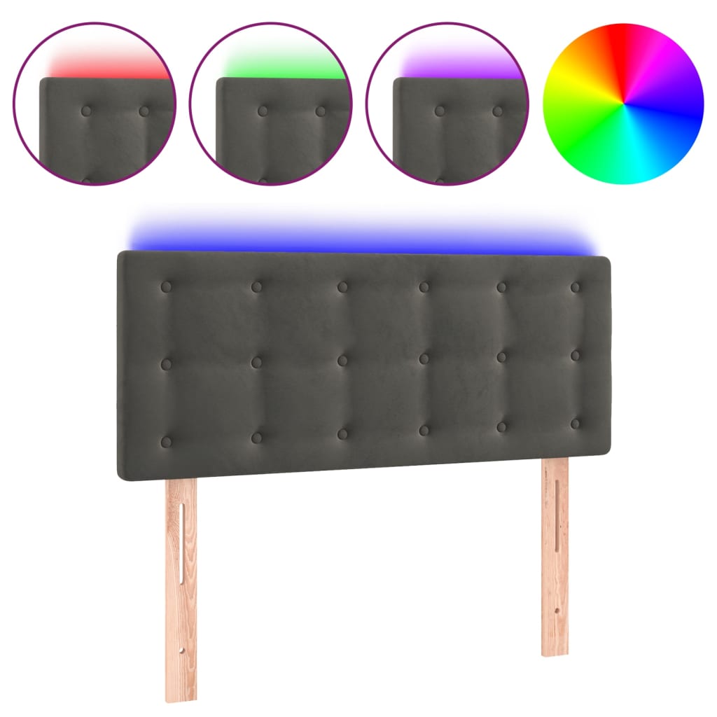 LED Headboard Dark Grey 100 cm Velvet